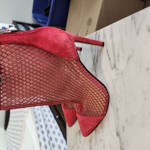 Elegant Red Mesh Stiletto Heels